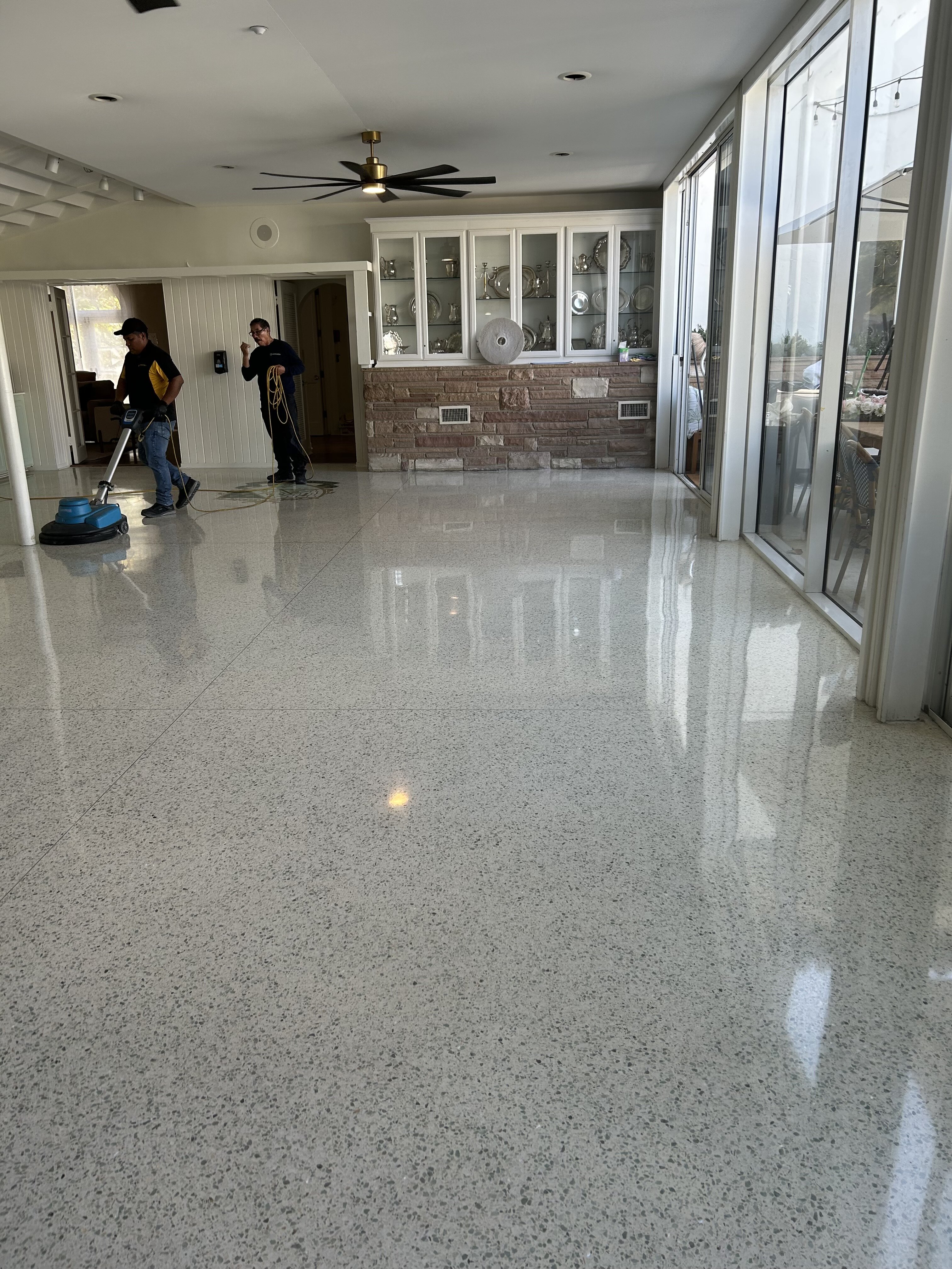 Polished concrete floor in a bright entry space